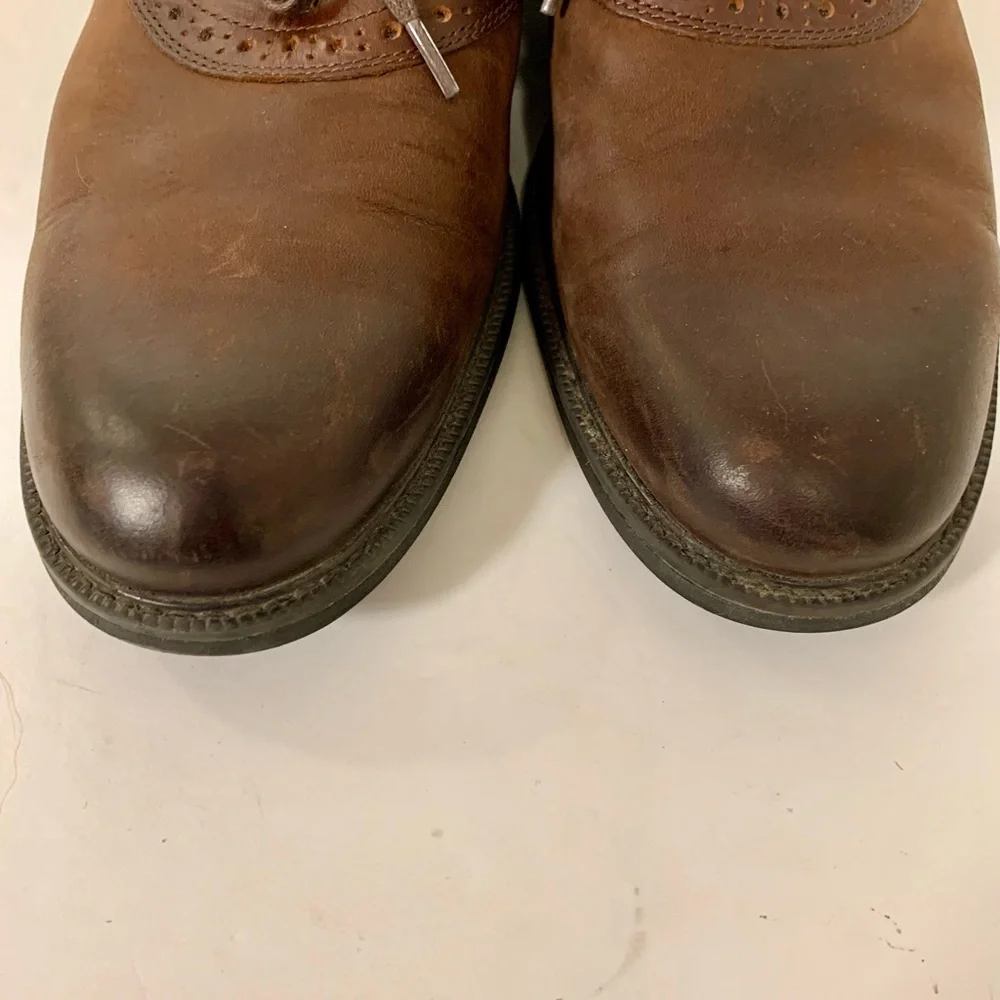 Johnston‎ & Murphy Saddle Oxford Shoe Men Sz 10.5 M Brown Leather Comfort Work